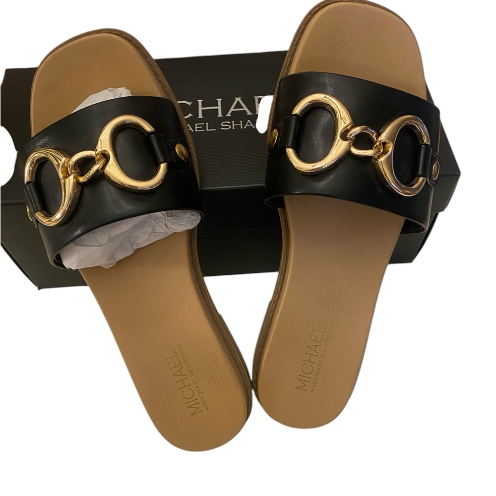 🔘MICHAEL by Michael Shannon Jade Slide Black Sandal